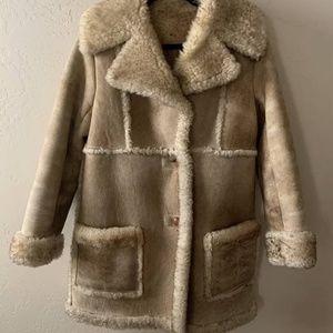 Womens Ardney 100% Virgin Wool Suede Lamb Heavy Rancher Sheepskin Coat